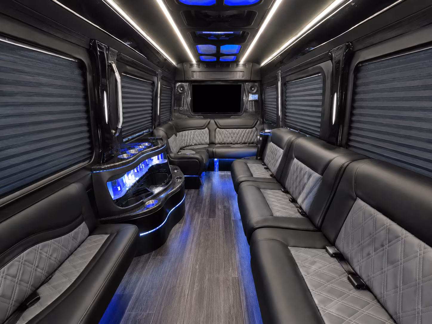 bellevue 25 passenger party bus interior