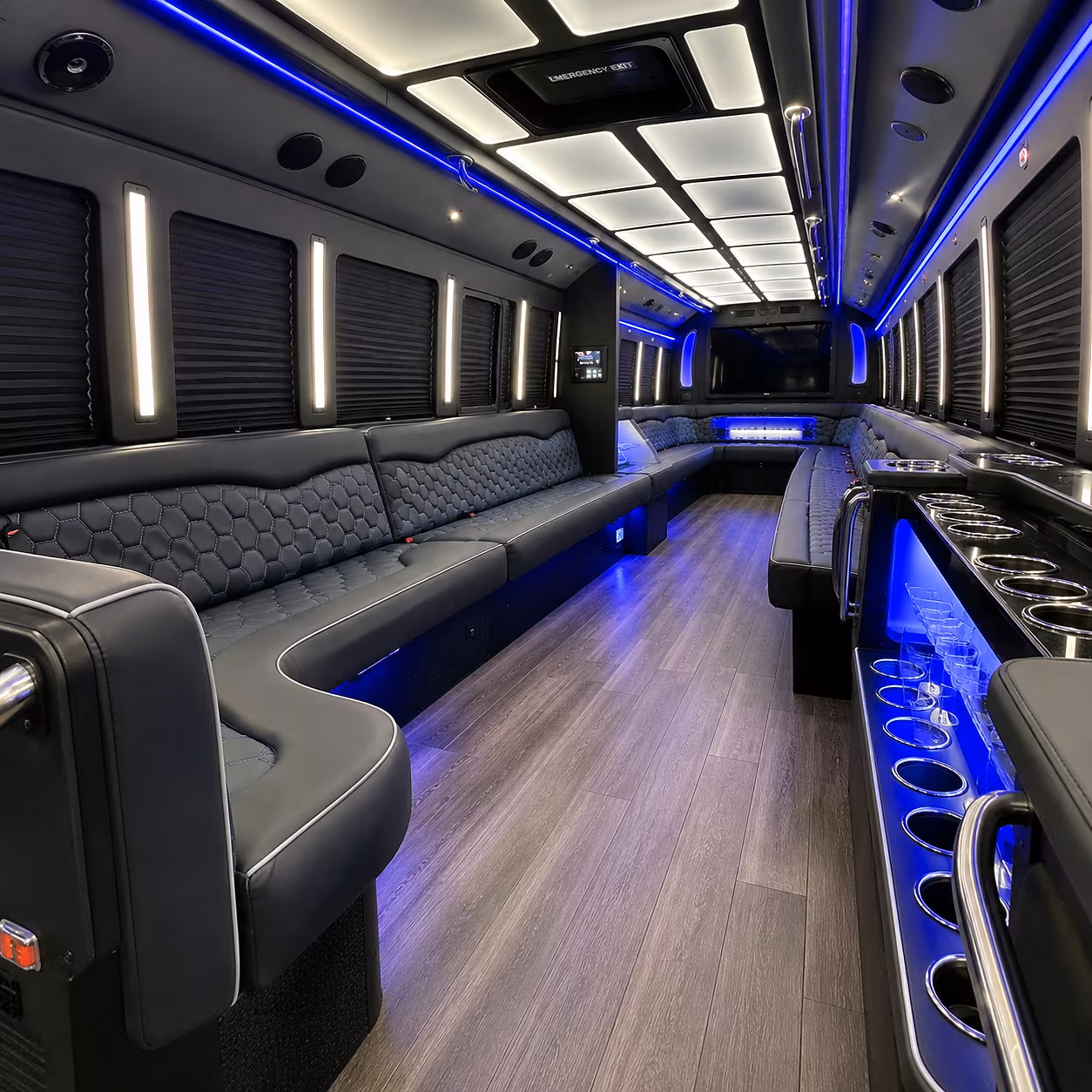 bellevue party bus rental interior