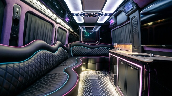 bellevue party bus rental interior