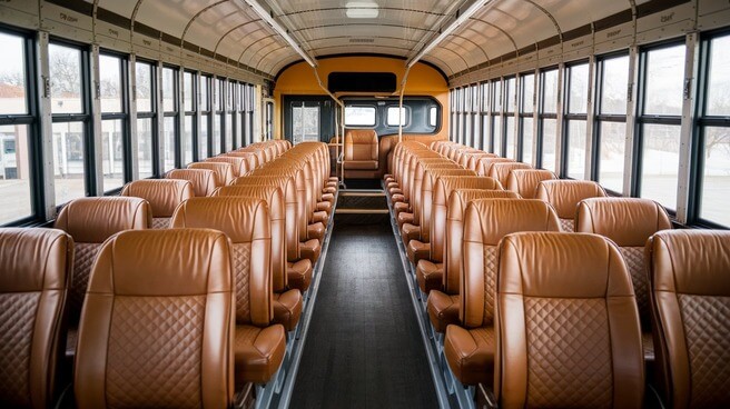 school bus rental interior bellevue